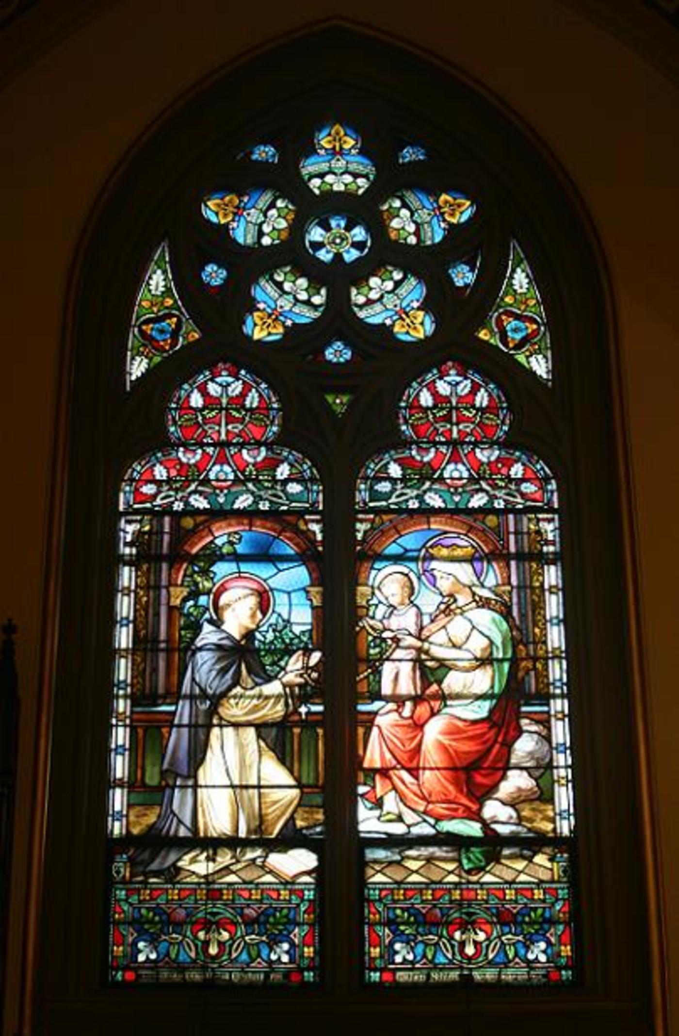 Windows 7A and 7B: Blessed Virgin Mary, Infant Jesus and St. Dominic