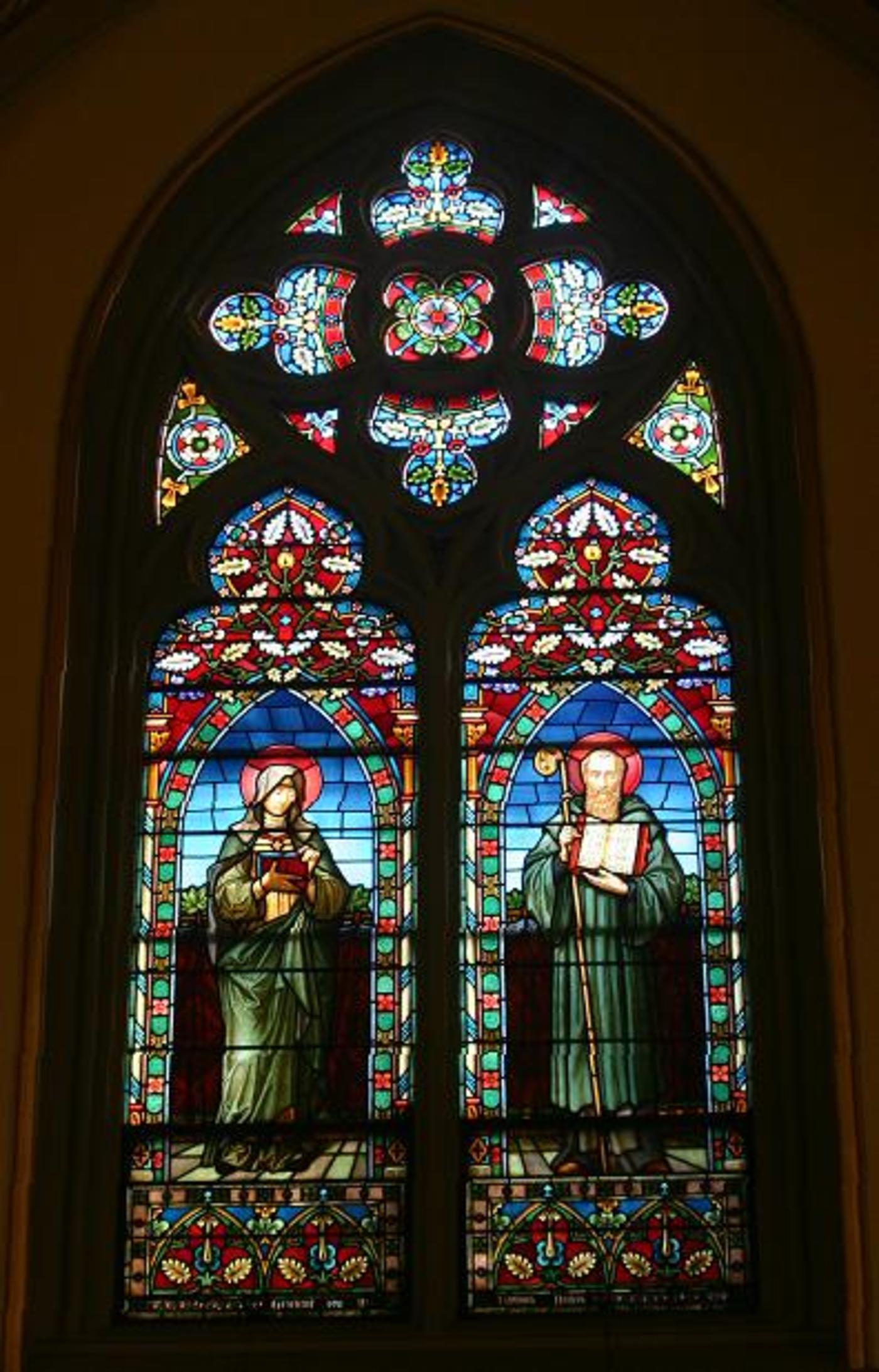 Windows 3A and 3B: St. Scholastica and St. Benedict