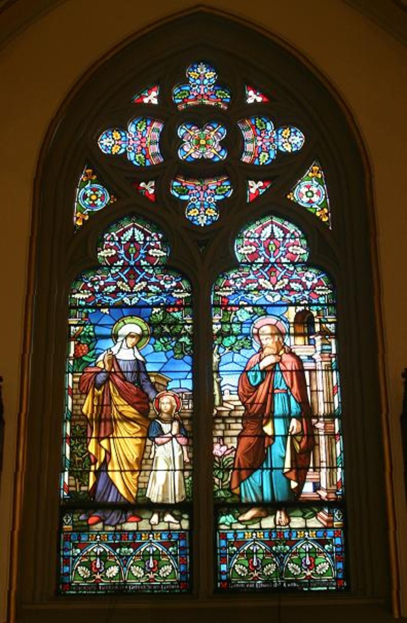 Windows 6A and 6B: St. Joachim and St. Anne with child Mary