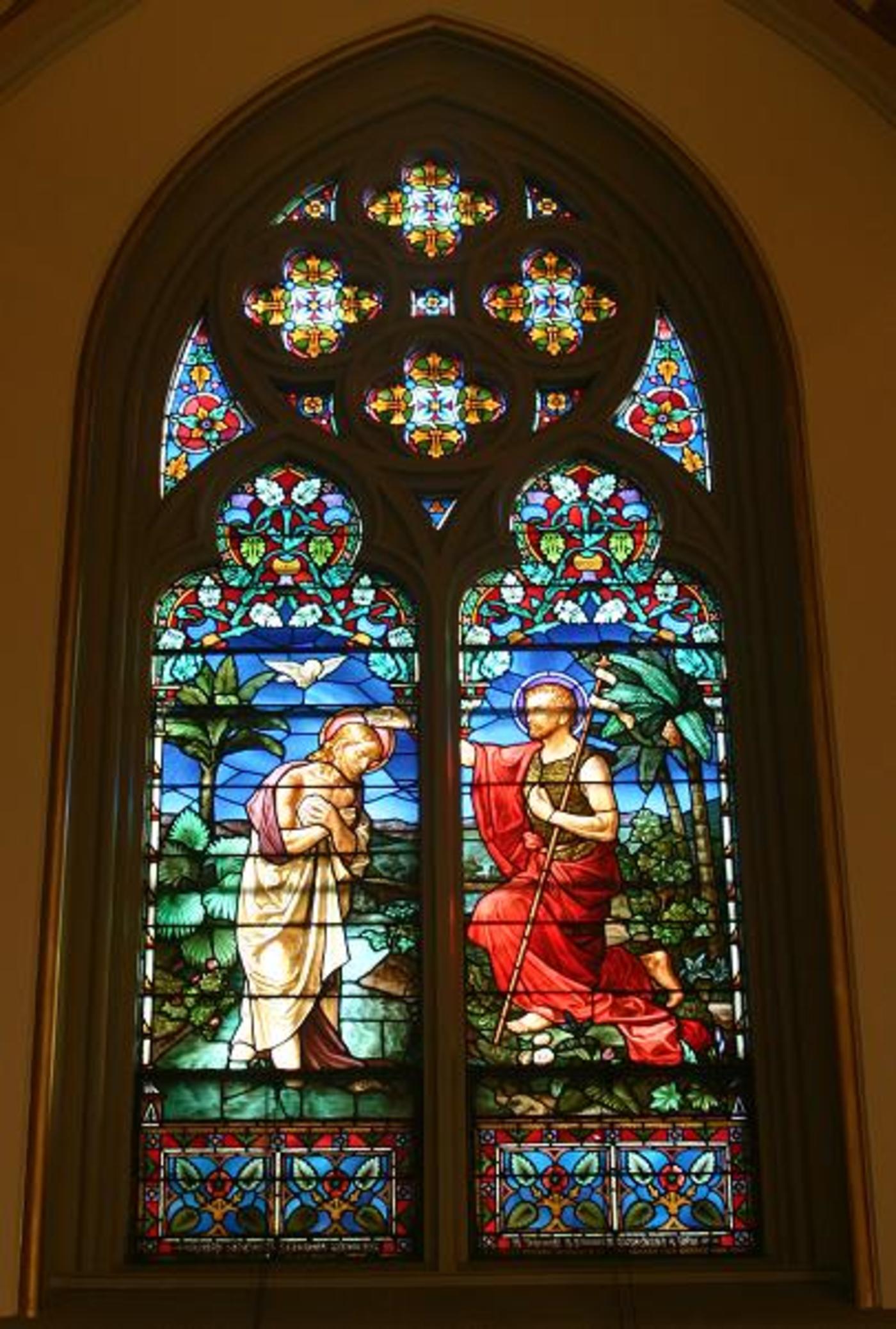 Windows 5A and 5B: The Baptism of Jesus by St. John the Baptist