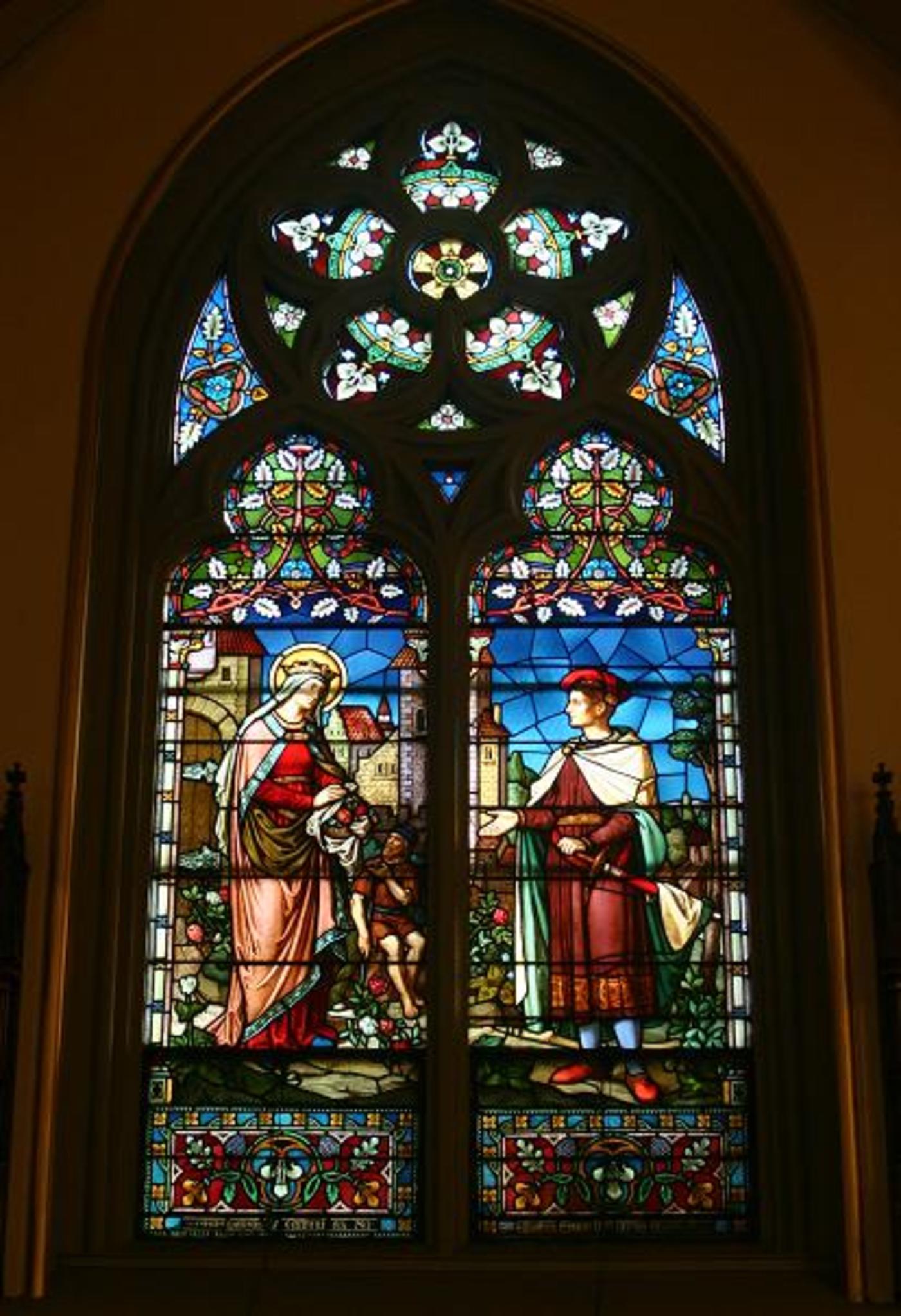 Windows 4A and 4B: St. Elizabeth of Hungary and Blessed Ludwig